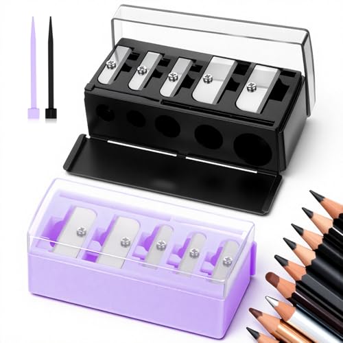 5-Hole Cosmetic Pencil Sharpener 2 Pack for Eyeliner, Eyebrow & Lip Liners