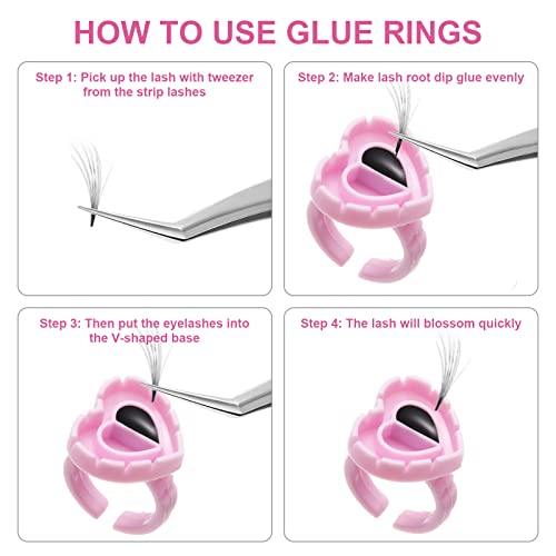 Autdor 500Pcs Pink Glue Rings for Eyelash Extensions
