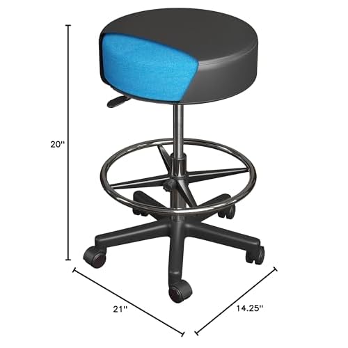 Luxton Ergonomic Rolling Stool -Double Padding and Memory Foam Adjustable Medical Spa Stool, Desk Stool Chair with Swivel Rolling Chair, Black with Wheels, Easy Set up