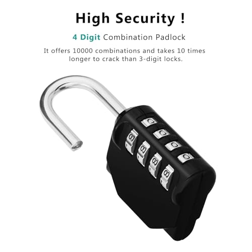 ZHEGE Combination Lock Outdoor 2 Pack, 4 Digit Resettable Weatherproof Combination Padlock for Gym, School, Gates, Doors, Hasps Storage (Black, 2Pack)