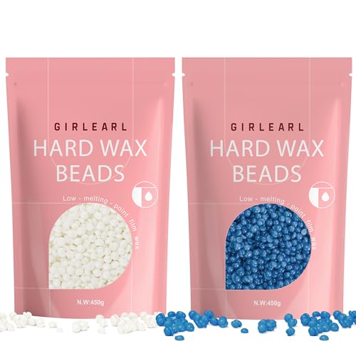 Hard Wax Beads 2-Pack, 1lb Unscented Hard Wax Beads for Full Body + 1lb Chamomile Hard Wax Beads for Sensitive Skin for Women and Men Body, Beard. Eyebrow, Facial, Brazilian Bikini