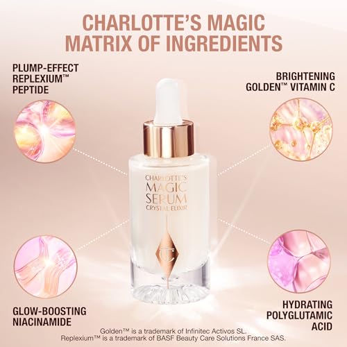 Charlotte Tilbury x Genshin Impact Starfell Treasure - Travel Size Skincare Kit - Magic Water Cream, Crystal Elixir, Setting Spray, Compact Mirror & Genshin Accessories - Pouch Included (6 Count)