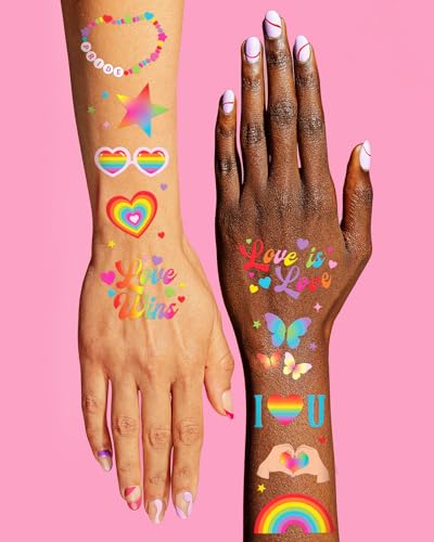 xo, Fetti Pride Rainbow Temporary Tattoos - 60 Pack