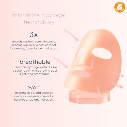 Lunair Collagen Hydrogel Face Mask with Microhole Technology ? Firming, Hydrating & Brightening Sheet Mask for Glass Skin, Plumps & Boosts Elasticity (5 Sheets)
