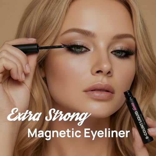 Full Out Glam Liquid Liner Magnetic Eyeliner, Ultra Strong All-Day Hold for Magnetic Eyelashes, Water and Sweat Proof, Easy to Apply Precise Bristle Tip, Contains One Eyeliner Pen