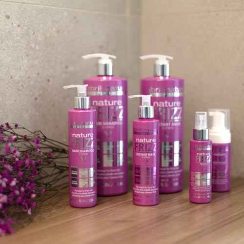 abril et nature - Professional Anti-Frizz Hair Care Set - Hydrates and Maintains Smooth Hair - Shampoo, Conditioner, and Serum Pack for Frizzy Hair - Softer and Shiner Hair - 550 ml/18,59oz