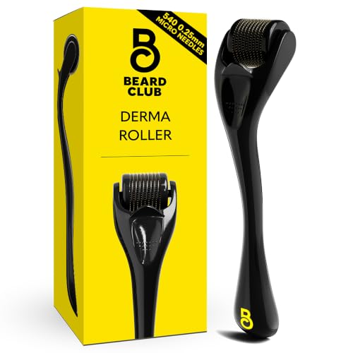 The Beard Club Derma Roller Black - Microneedling for Face, Body & Scalp - 540 Titanium Needles