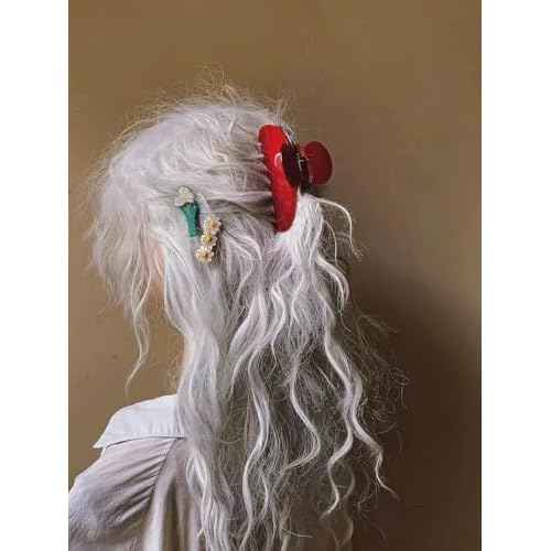 Large Hair Claw Clips For Women, Red Hair Clips Nonslip Retro Hair Clips for Thick & Thin Hair & Curly Hair Fashion Hair Accessories