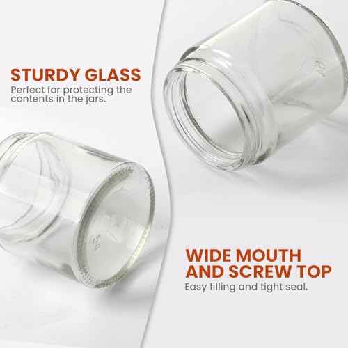 4 oz Clear Round Glass Jars, Pack of 2 with Black Lids, Cosmetics Containers for Face Cream Lotion, Powder, Candle, Spice, Body Butter