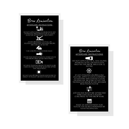 Brow Lamination Aftercare Cards 50 Pack 2x3.5" Business Size