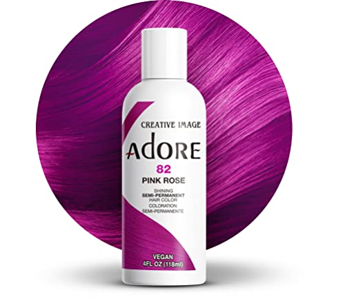 Adore Semi Permanent Hair Color - Vegan and Cruelty-Free Pink Hair Dye - 4 Fl Oz - 082 Pink Rose (Pack of 1)