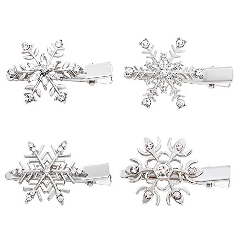 Christmas Hair Clips Hairpin Rhinestone Snowflake Alligator Hair Clips Xmas Holiday Party Hairpin Hair Barrette Hair Accessories For Woman (silver)