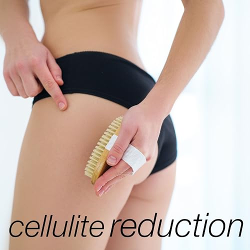 Oval Natural Bristle Dry Body Brush, Exfoliating Skin Brush for Cellulite, Lymphatic Drainage, Detox & Smooth Skin