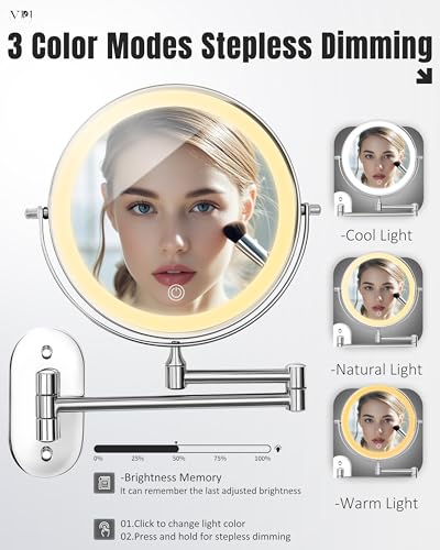 8" Double Sided Magnifying Makeup Mirror with LED Light 30X/1X