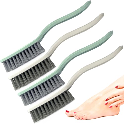 Curved Handle Nail Brush Set - 4 PCS Ergonomic Cleaning Scrubbers