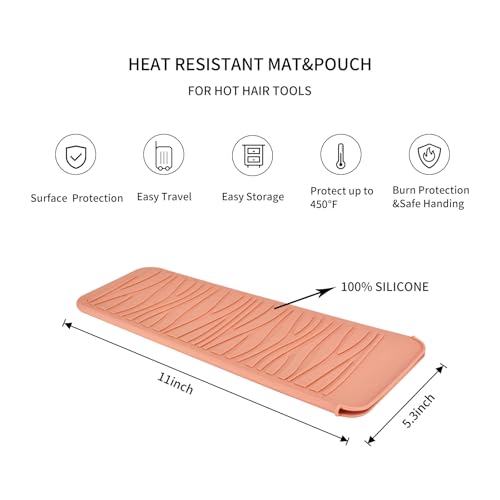 Silicone Heat Resistant Travel Pouch for Straighteners, Crimping Irons, Curling Wands, Flat Irons, and Hair Styling Tools