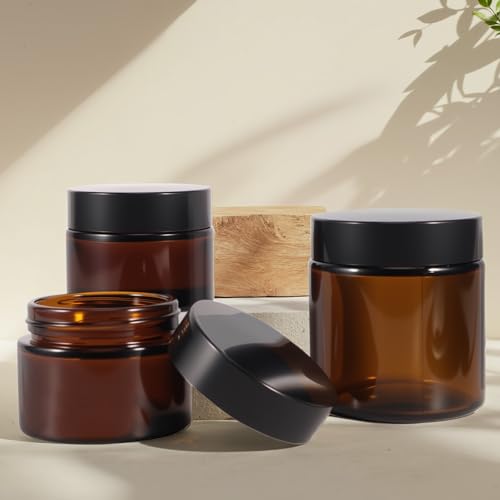 48 Pack 4oz Amber Glass Jars with Lids - Airtight, Leak-Proof Containers for DIY