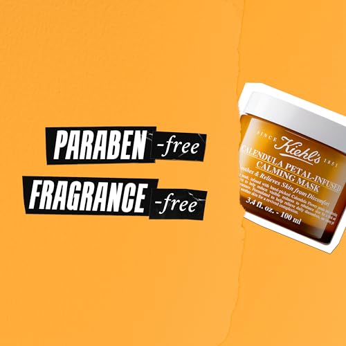 Kiehl's Calendula Petal Infused Calming Mask, Hydrating & Soothing Gel Face Mask for All Skin Types, Refreshes Dry Skin, with Calendula & Aloe Vera, Paraben-free, Fragrance-free