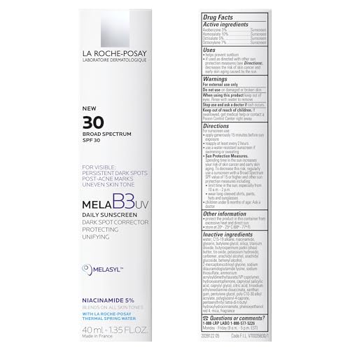 La Roche-Posay Mela B3 UV Daily Sunscreen | Face Moisturizer With SPF 30 + Anti-Aging Melasyl + 5% Niacinamide | Helps Correct & Protect From Sun Damage | Face Sunscreen With No White Cast | 40ML