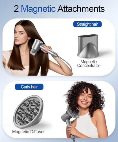 High-Speed Ionic Hair Dryer with Magnetic Diffuser – Fast Drying & Frizz Control