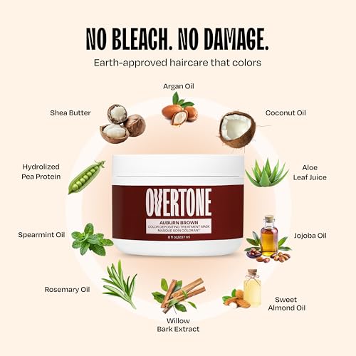 oVertone Auburn Brown Color Depositing Hair Mask - 8 oz