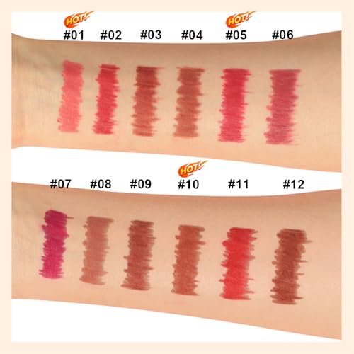 KIMIEYE 12 Colors Lip Liner Set A - Matte Finish Long-Lasting Lip Pencils