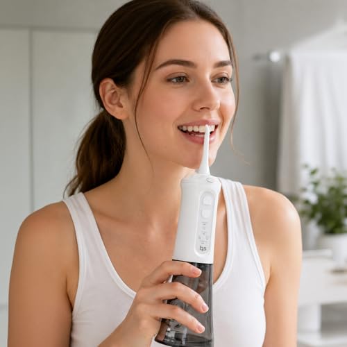 HealthSmart Cordless Water Flosser for Teeth & Braces - 5 Modes, 360° Nozzle, 310ml Tank, Rechargeable, Waterproof, Includes 4 Tips