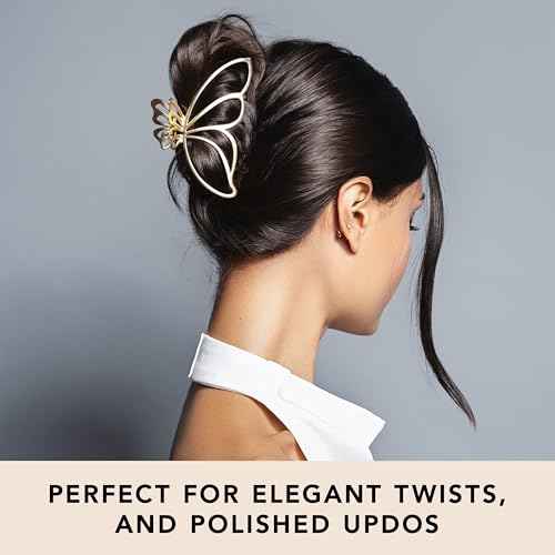The Hair Edit Gilded Wing Clip ? Large Chic Gold Metal Hair Clip for Women, Hair Accessory for Styling & Everyday Wear, Clip For Medium,Thick or Curly Hair, Ideal Gift For Women, Perfect for Updos