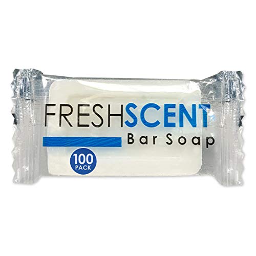 Freshscent 0.5 oz Bar Soap [100 Pack] Hotel Travel Size, Individually Wrapped, Vegetable Based, Bulk Amenities and Toiletries for Hospitality