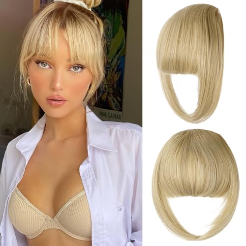 Clip-In Bangs Hair Extensions for Women - Ash Blonde French Bangs