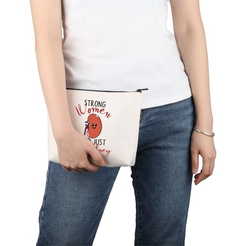 PWHAOO Kidney Donor Gift Strong Women Need Just One Kidney Makeup Bag Kidney Transplant Warrior Cosmetic Bag One Kidney Club Merch (Just One Kidney M)