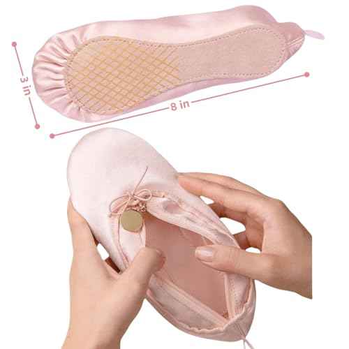 Ballet Dance Shoe Makeup Bag For Little Girls, Ballerina Slipper Makeup Pouch Bag, Ballet Pointe Shoes Gifts (Pink-N1)