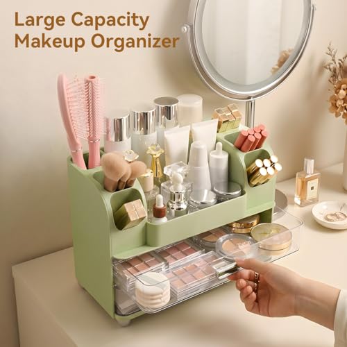 Makeup Organizer with 2 Drawers and 6 Brush Holders