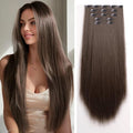 Dark Brown Clip-In Hair Extensions 26 Inch Synthetic 5Pcs