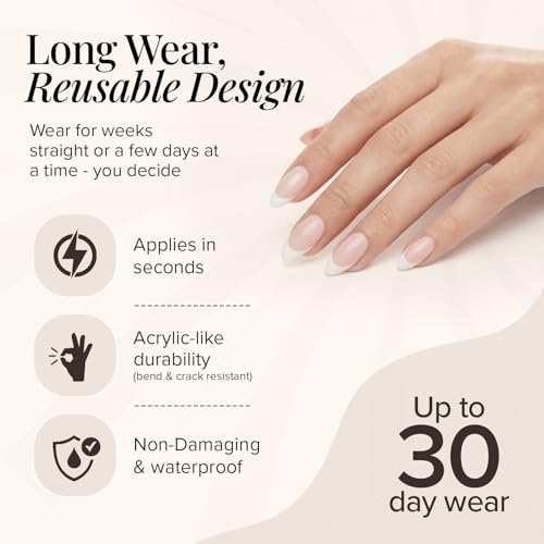 Static Nails Pop-On Manicures Floral French Short Almond 30 Pack