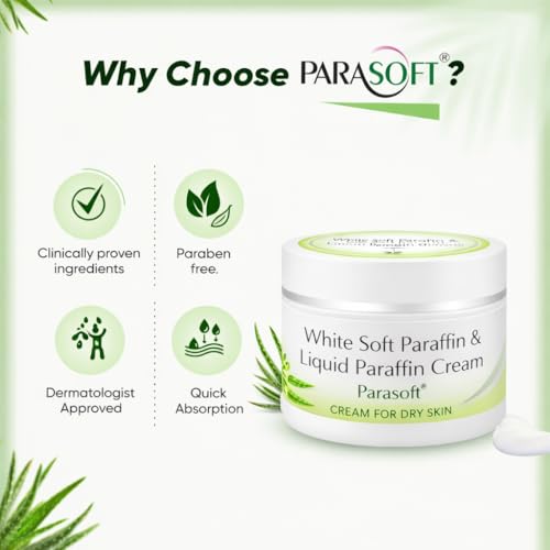 Parasoft Moisturizing Cream with White Soft Paraffin & Liquid Paraffin (100 g / 3.52 oz) Nourishing Daily Hydration Cream for Dry Skin