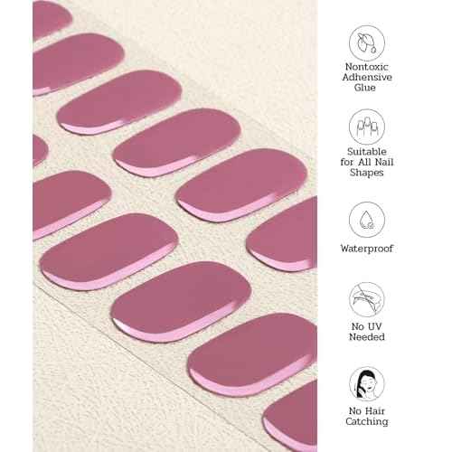 Nail Polish Strips - 22 Pcs Salon Quality Gel Nail Stickers - Long Lasting Wraps (Drama Queen Jam Pink)