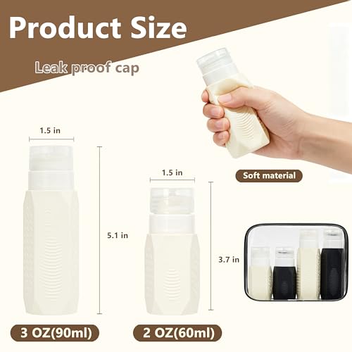 TSA Approved Travel Bottles 3oz 2oz Leak Proof Silicone Set