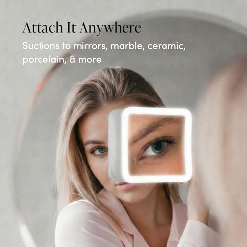 Fancii 20x Magnifying Makeup Mirror with LED Lights, Rechargeable, High Zoom | 7-inch Large Lighted Travel Mirror for Vanity and Bathroom, Dimmable, 3 Light Settings, Strong Suction, 360¡Æ Rotation