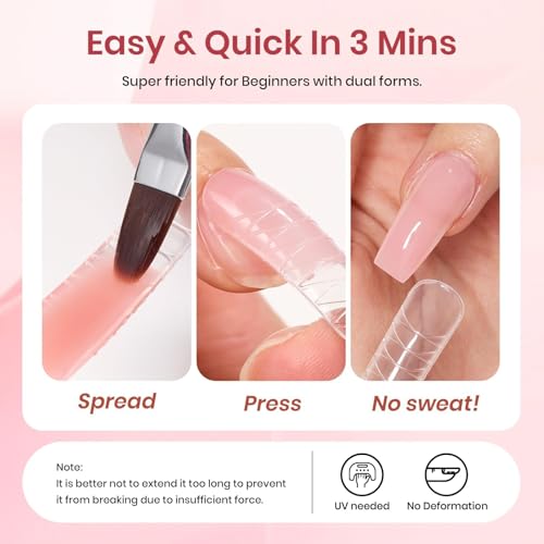 Beetles Poly Nail Gel Extension Kit with Mini LED Lamp - 6 Nude Colors