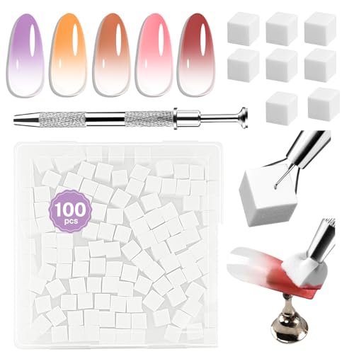 100Pcs Nail Sponges for Ombré Gel Polish Gradient Nail Art Tools