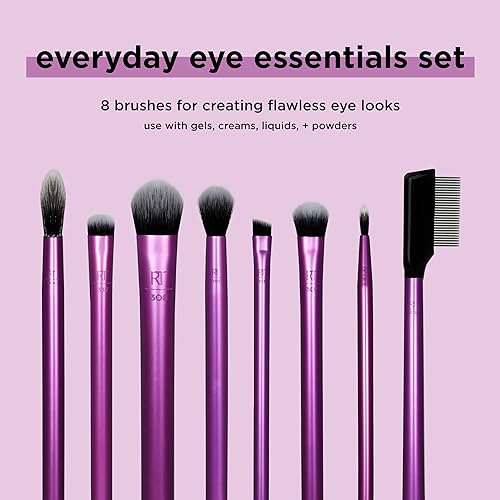 Real Techniques 8-Piece Eye Brush Set for Eyeshadow, Liner & Brows