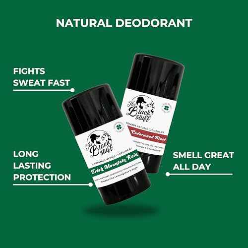 The Black Stuff Natural Deodorant with Cocoa Butter & Lemon - Aluminum Free for Men, Long-Lasting Freshness, Irish Mountain Rain & Citrus Cedarwood Blast (Pack of 2)