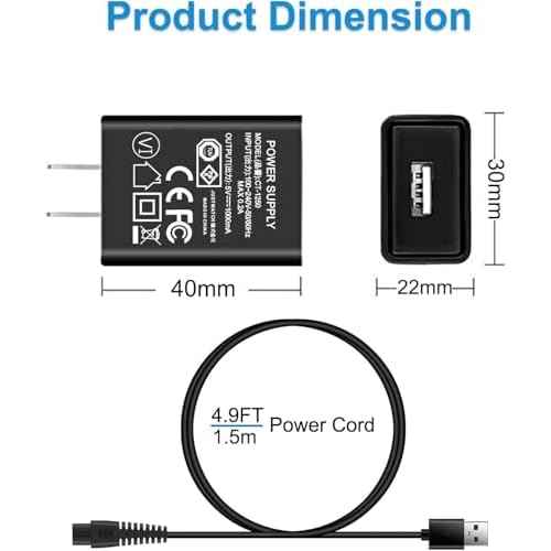 5V Trimmer Charger compatible with Hatteker RFC-588 RFC-598 RFC-690 RFC-692 RFC-696 RSCX-9598 RSCX-7568 Cordless Hair Trimmer Pro Hair Clippers Beard Trimmer & Electric Shaver Razor.