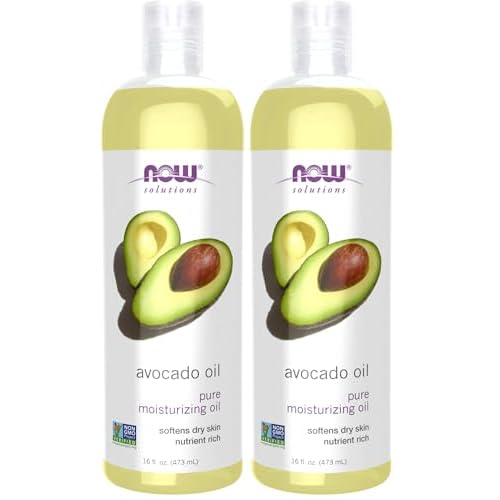 Now Foods Solutions,Avocado Oil,100% Pure Moisturizing Oil,Nutrient Rich and Hydrating,16-Ounce,(Pack of 2)