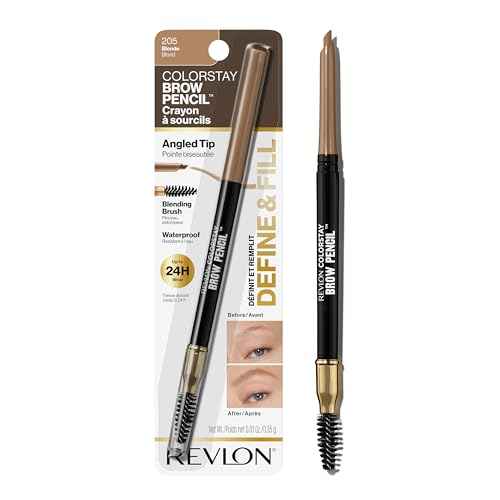 Revlon ColorStay Eyebrow Pencil with Spoolie Brush, Waterproof, Hair-Like Strokes for Natural Looking Brows, 205 Blonde, 0.021 oz
