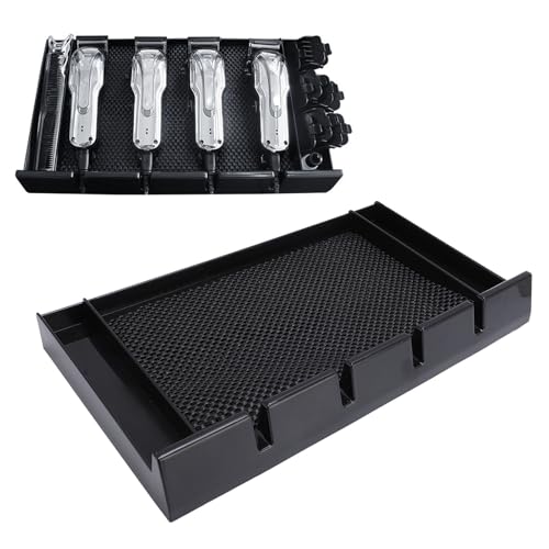 Station Organizer, Multi Compartment Countertop Tool Storage for Busy Barbers Stylists, Barber Clipper Organizer Plastic Anti Slip Push Pull Hair Clipper Holder Barber Station
