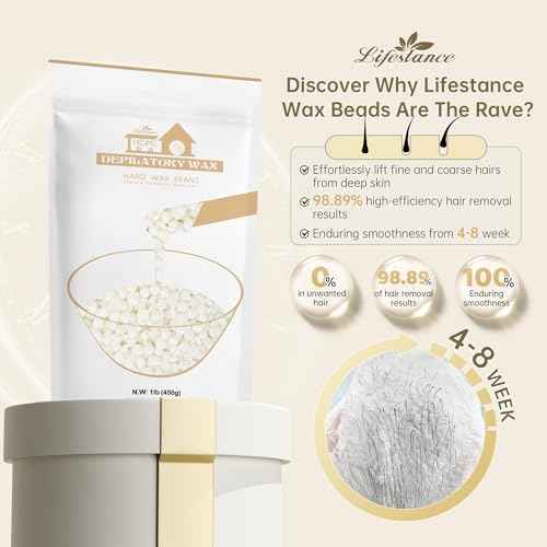 Lifestance Pearl White Waxing Beads, 1lb Unscented Coarse Hair Removal Wax Beans for Face, Eyebrow, Brazilian Bikini, Sensitive Skin at Home for Women and Men