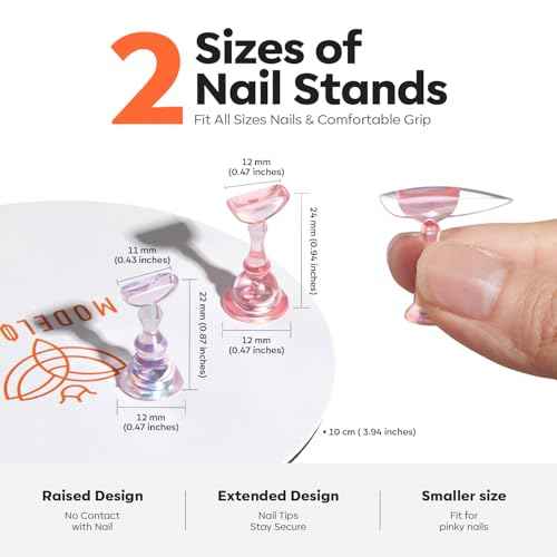 Modelones Nail Stand Set, Magnetic Nail Stands for Press ons False Nail Tips Practice Acrylic Holder with 200pcs Sticky Tabs Strong Metal Base Painting Display DIY & Salon Use Beginner Supplies
