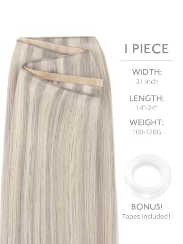 WENNALIFE 24'' Remy Tape In Weft Hair Extensions - Ash Blonde
